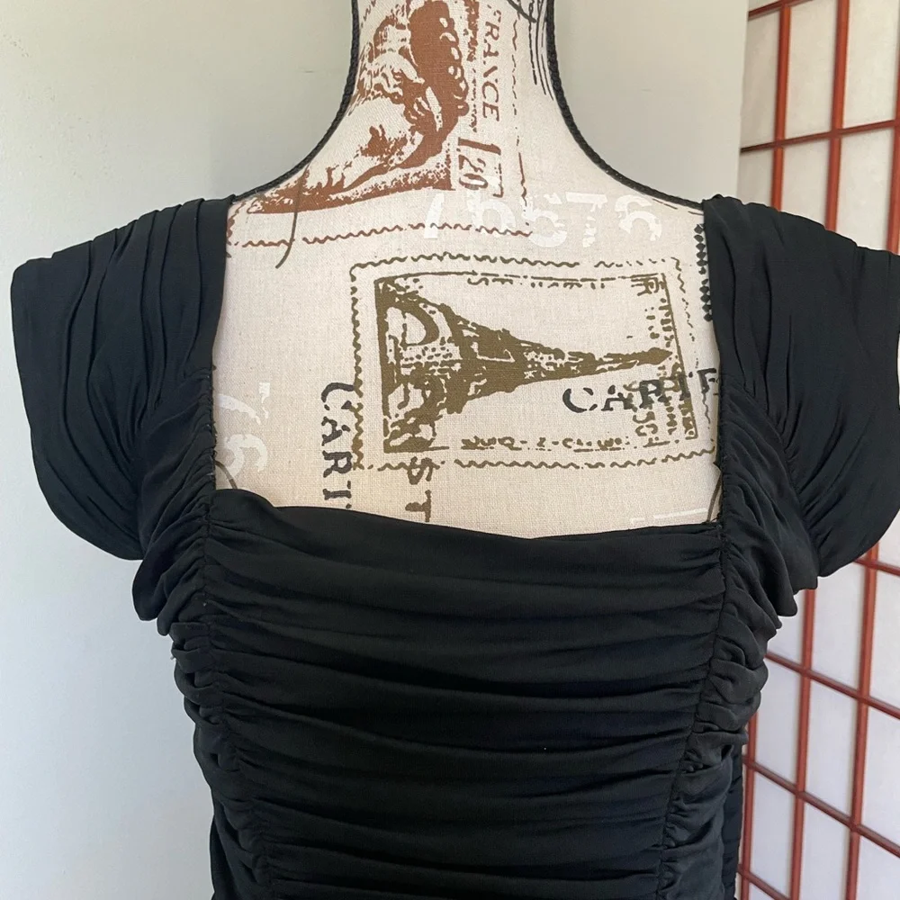 Black Ruched Cocktail Dress, Size S (4-6)